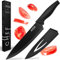 Axer le Couteau de Chef Professionnel 20 cm - Couteau de Cuisine Acier Inox Noir - Couteaux de Chef avec Etui - Chef Knife - Couteau Cuisine Professionnelle