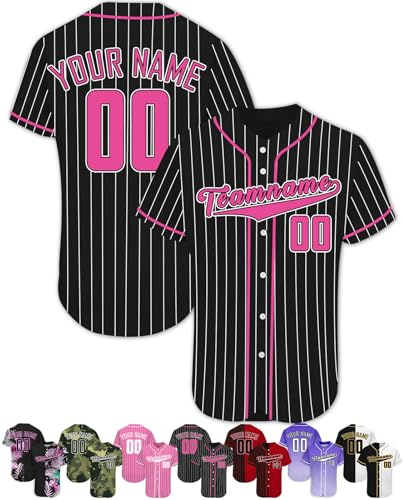 FwSYouMAI Maglia da Baseball Personalizzata da Uomo, Personalizzata, Stampata, Nome della Squadra, Numero, Magliette Personalizzate, Uniforme Sportiva