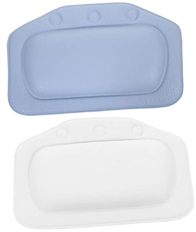 VICASKY Coussin de Bain en Mousse PVC 2 Pièces Ventouses Ergonomiques pour Spa et Bassin, Oreiller Repose-tête Relaxant Supportant Tête, Cou et Épaules