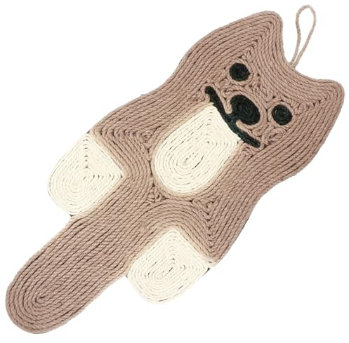 KOMBIUDA Tapis Griffoir Suspendu Sisal Naturel Forme de Chat Matelas à Gratter pour Chat avec Espace de Jeu et Port Dappât Coussin Pratique pour Animaux