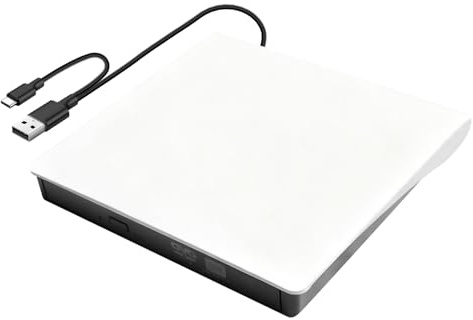 Lecteur DVD externe USB 3.0 et Type-C portable CD DVD +/-RW ROM pour ordinateur portable PC de bureau CD DVD Burner Reader, compatible avec Windows XP / 2003 / Vista /7 /8/10/11 Linux
