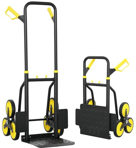 DURHAND Diable d'Escalier Pliable 120 kg 6 Roues Robuste en Acier Jaune