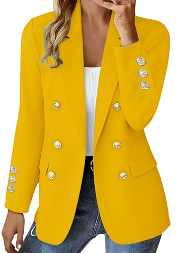 Generisk damkavaj blå, sportig blazer bomull, sweatblazer elegant kavajjacka dubbelknäppt damblazer arbete kontor lätt affärskappa ledig affärskappa ledig kavaj ledig kavaj