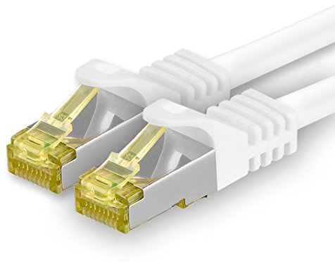 1aTTack.de Cat.7 Netzwerkkabel 25m Weiß 1 Stück Cat7 Ethernetkabel Netzwerk LAN Kabel Rohkabel 10 Gb s SFTP PIMF LSZH Set Patchkabel mit Rj 45 Stecker Cat.6a