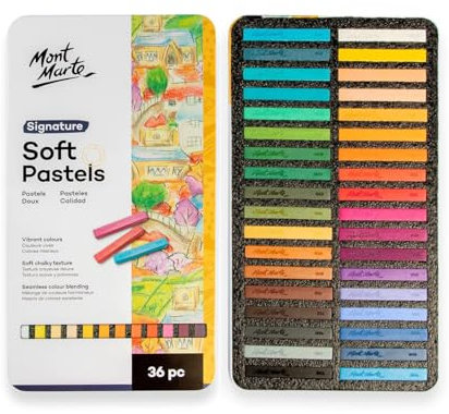 Mont Marte Pastelli Morbidi – 36 pizzi – Colori a gesso, Pastel Gessetto – Ideale per la Pittura colorata – Per Principianti, Professionisti e Artisti