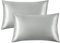 Bedsure Satin Pillowcase for Hair and Skin - Similar to Silk Pillowcase, Cooling Pillow Cases 2 Pack with Envelope Closure, Gifts for Women, Queen & Standard Size 50x75 cm, Grey