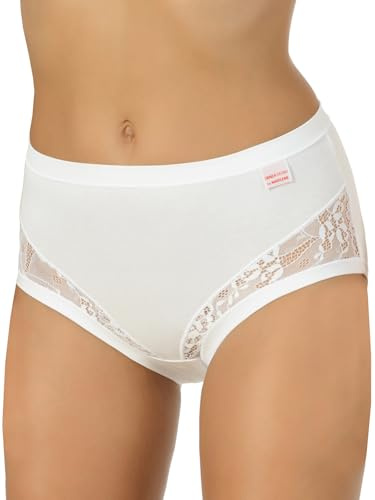 Marlene 13645 Set di 3 Slip Donna a Vita Alta Culotte in Cotone Elasticizzato Mutande Intime con Pizzo Non sgambate comode Traspiranti morbide Cuciture Piatte Made in Italy (Bianco, 5/L)