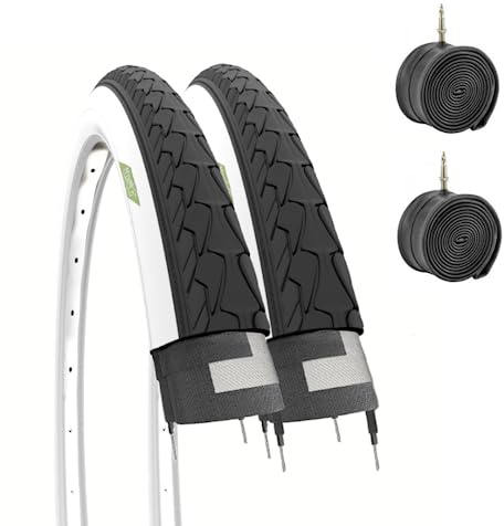 2 neumáticos 700 x 35 C (37-622) + cámaras de carretera de goma blancas 28 1 5/8 3/8 City Bike Trekking