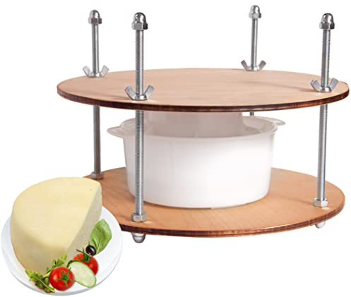 Wooden cheese press diameter 11.2 in and 1 cheese making form 45 oz Pressure up to 50 Pounds colorless