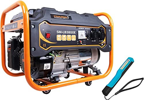 Strahlemann Stromgenerator Benzin Kombiset mit COB Penlight I mobiler Stromerzeuger 230V 3,3KW 3300W 50Hz I 7PS Notstromaggregat 4 Takt Benzinmotor 210ccm luftgekühlt I 1-Phasen Benzin Generator