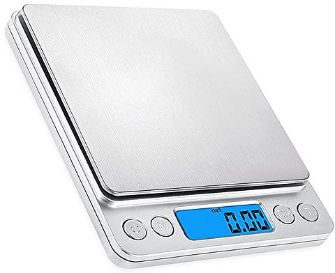 Feicuan Digital Kitchen Scales 0.1g/0.01oz Max 3kg/6.6lb - Food Scale with Backlit LCD Display Large Number Stainless Steel Electronic Scales Multifunctional Weighing for Cooking, Baking, Home