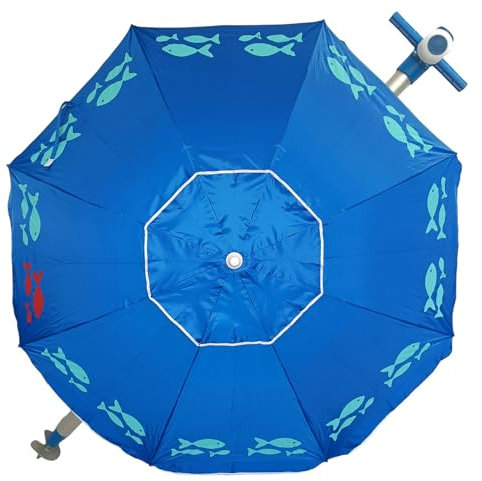 Grand parasol de plage 200 cm anti-vent jusqu'à 35 km/h, aluminium, 8 baleines en fibre de verre, poids 1,6 kg.., Solides, 200cm, Moderne