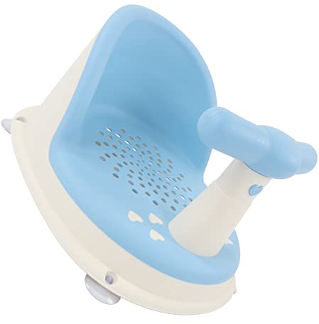 Sedia da Doccia Pieghevole per Neonati, Seggiolino Bagno Bambini a Prova di Pelle in PP con Manico Staccabile Morbido Attrezzature Bagni (Cielo blu)