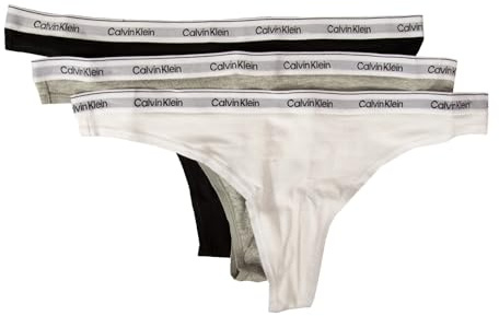 Calvin Klein Strings Femme Lot de 3 Modern Logo Tangas, Multicolore (Black/White/Grey Heather), S