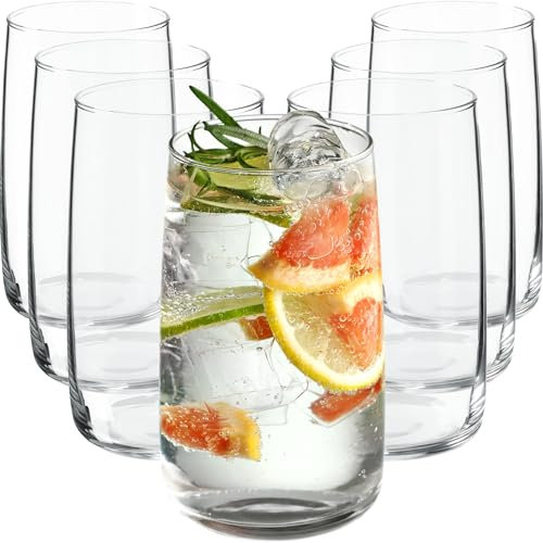 KADAX Trinkgläser, 480ml Cocktailgläser aus robustem Glas, Spülmaschinenfeste Longdrinkgläser, Universalgläser, Getränkegläser für Wasser, Saft, Drinks oder Whisky (8 x 480ml)