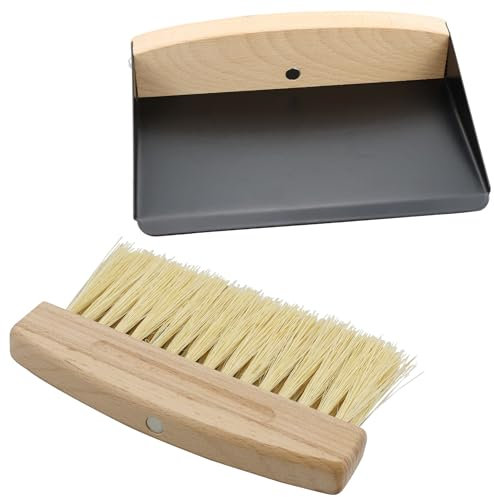 DNDGDLUA Kleiner Besen und Kehrschaufel Reinigungsset, Mini Kehrblech und Handfeger Besen, Tragbares Tischplatten Bürsten Set zum Reinigen von Tisch, Staub, Schmutz (Holz und Metall)