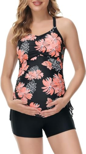Maacie Maillot De Bain Deux Pièces De Maternité Maillot De Bain Dos Nu Plissé