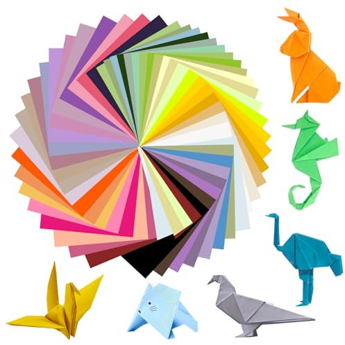 Origami Papier 15x15 Buntpapier - 100 Blatt Faltpapier in 50 Farben - Quadratisches Papier Doppelseitig Buntes zum Basteln - Origami Papiere für Kinder Erwachsene Anfänger Kunst & Handwerk
