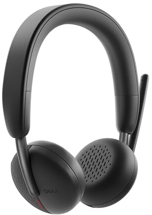 Dell WL3024 Wireless Headset - Leatherette Headband, Built-in AI-Based Noise Cancellation Microphone, Boom mic - Black
