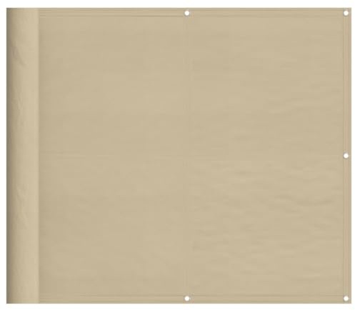 vidaXL Balkon Sichtschutz, Balkonbespannung mit Ösen Seil, Wasserfeste Balkonabdeckung, Balkonverkleidung für Balkon Terrasse, 90x1000cm Beige 100% Polyester-Oxford
