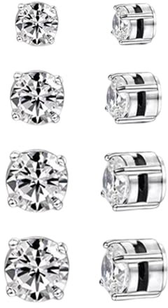 GUTERTOP Edelstahl magnetische Ohrstecker Diamant Rund 5-8 mm