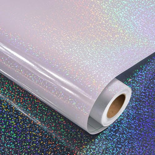 Decotalk Pellicola Adesiva Trasparente Adesivo Olografico 30X300cm Pellicola Trasparente Adesiva Per Libri Carta Olografica Carta Adesive Rotolo Adesive Vinile Per Fai da Te Artigianato Decorazione