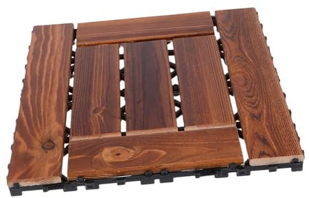 Gatuida Patio Flooring Tiles Interlocking Deck Tiles for Outdoor and Indoor Use Carbonised Wood Flooring for Backyard Garden and Balcony with Enhanced Load Capacity