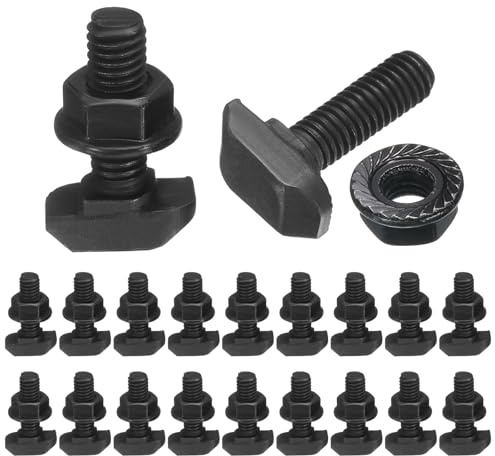 QUARKZMAN 20 Piezas De Tornillo De Cabeza De Martillo M6x20mm | De Acero Al Carbono, Para Ranura En T, Con Tuercas Hexagonales De Brida M6, Para Perfil De Aluminio Estándar Europeo Serie 30