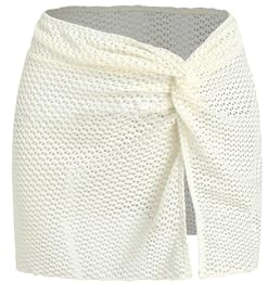 ZAFUL Women's Sarong Coverups Side Twist Slit Bathing Suit Cover Up Casual Beach Floral Mini Skirt Apricot M