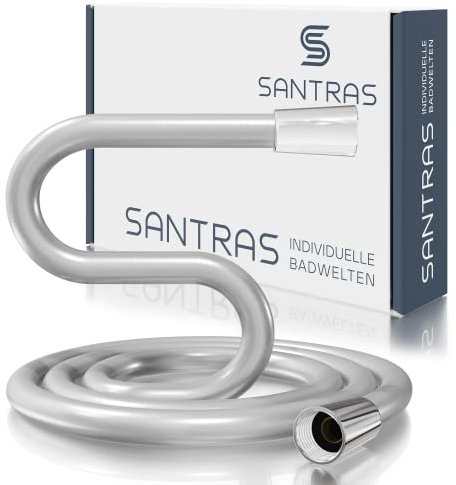 SANTRAS® Duschschlauch 70 cm aus Kunststoff in Chrom - Brauseschlauch verdrehsicher - 1/2 Zoll Standard Anschluss & Trinkwassergeprüft - Made in Germany