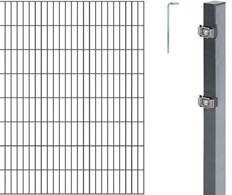 Alberts 651367 Doppelstabmattenzaun als 18 tlg. Zaun-Komplettset | verschiedene Längen und Höhen | anthrazit | Höhe 160 cm | Länge 16 m