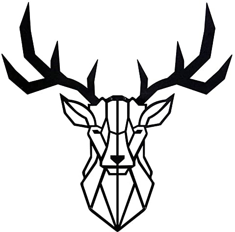 Hansmeier Hirsch-Wanddeko - Metall Schwarz - 30 x 30 cm - Wasserfest, schlicht, modern - Für Außen und Innen - Metall-Dekoration im Industrial Style