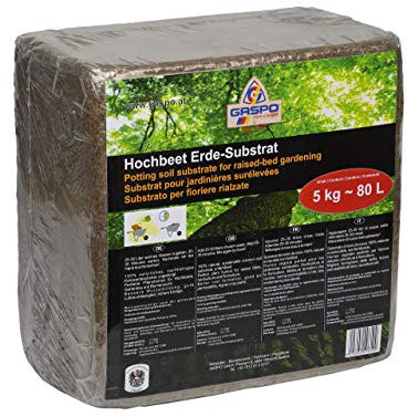 GASPO Substrat de terre surélevé - Terreau de coco pour parterres surélevés et plantes - 5 kg pour 80 litres de houmous le plus fin
