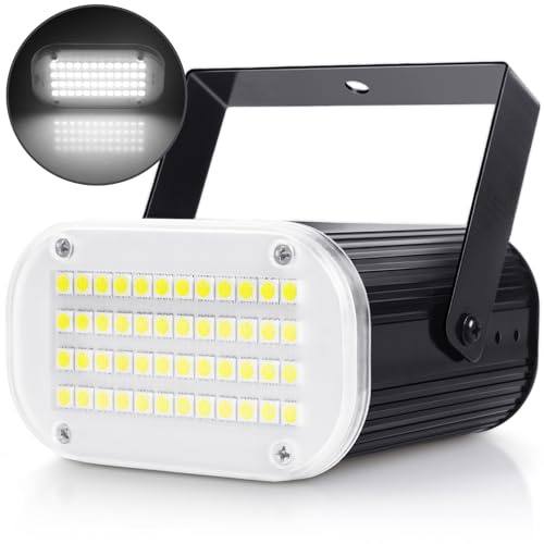 Luditek Mini Halloween White LED Strobe Light, Sound Activated - Flash Speed Adjustable Disco Lights w/ 48 Super Bright Party Lamp for Room Dance Parties DJ Karaoke Indoor Outdoor Decorations