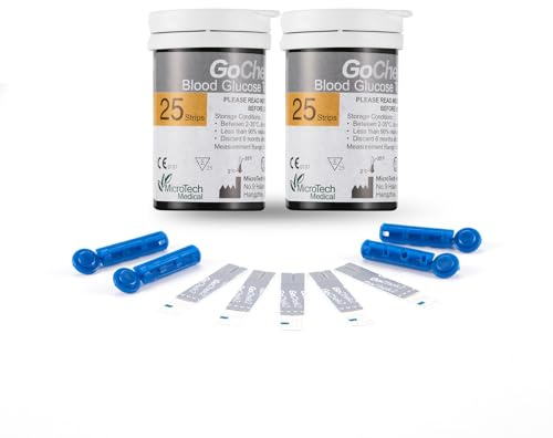 Diabetes Test Strips Blood Glucose Test Strips x 50 & Diabetes Lancets x 50, No Coding Blood Sugar Test Strips for UK Diabetics in mmol/L by GeChek2