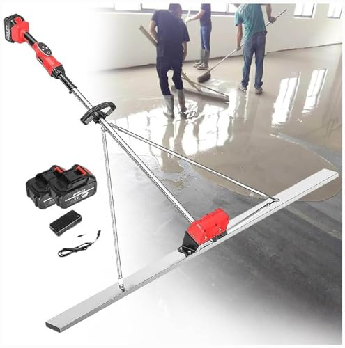 Outil vibrant pour béton,kit vibrant pour chape en béton électrique,règle de nivellement de surface en béton alimentée par batterie, Structure Fixe Triangulaire pour Chape en béton ,1.2M,2battery