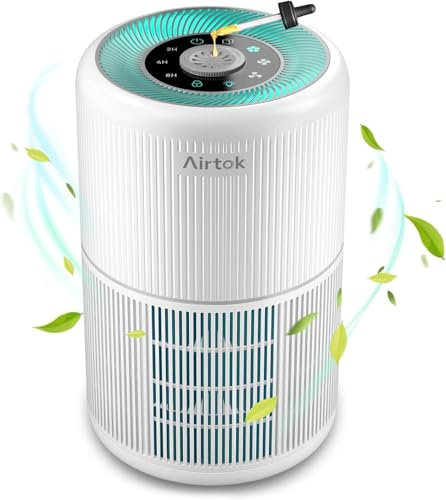 AIRTOK Luftreiniger mit Aromatherapie Funktion, Luftreiniger Allergiker 4-Stufen Luftfilter kann 99,97% Staub, Pollen und andere ultrafeine Partikel, H13 HEPA Air Purifier mit 3 Geschwindigkeitsstufen