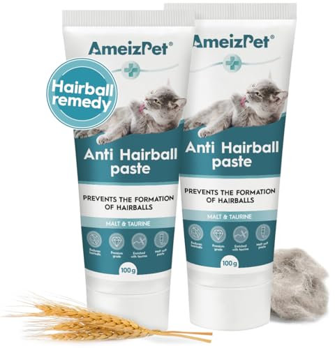 AmeizPet Malzpaste für Katzen Antihairball, Katzenpasten mit Malzextrakt - Katzenmalz Mittel Gegen Haarballen, 2 STK x 100g (3.52 Oz)