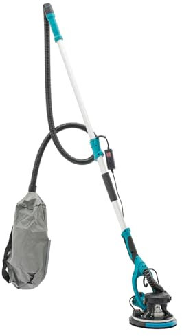 Lijadora de pared y techo, lijadora telescópica de cuello largo de 10 pulgadas, con luz LED, 6 papel de lija y bolsa de recogida de polvo