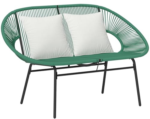 Outsunny Banquette Banc de Jardin 2 Places Acier 132x72x83cm Vert Foncé