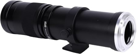 Jectse 420-800mm Teleobjektiv, F8.3 Manuell Fokuskameralins för EF EF-S Mount-kameror med Aluminiumlegering Optisk Glas, för Fåglar, Måne, Djurliv, Landskap (BLACK)