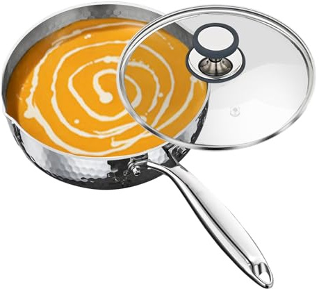 Såskastrull inklusive lock,Rostfritt Stål Med Lock, Handtag, Hällpip,Gryta inklusive ånginsats - För Hemmakökets Matlagning, Stekning, Sjudning, Kokning Av Soppa Och Sås Samt För Hälsosamma
