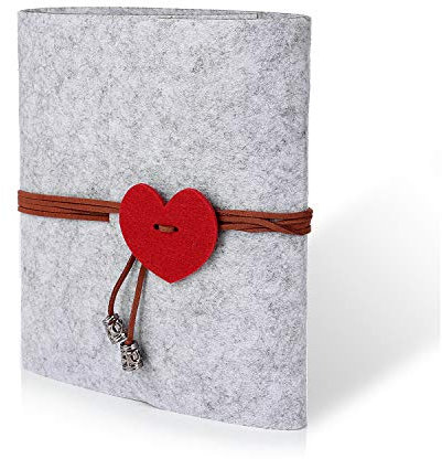 Mini Album Fotografico autofilettante Cuore in Feltro, Album Famiglia Fai da Te,Anniversary Sketchbook,Album Matrimonio fotografici per Ragazze Regali Compleanno -60 Pagine,(Grigio)