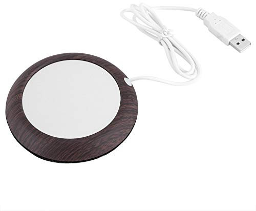Fydun Scalda Tazza USB, Scaldatazze con Venature del Legno, Tappetino per Tazza per Bevande Calde, Tappetino Riscaldante per caffè, per Tazza in Ceramica, Tazza in Vetro(Venatura del Legno Scuro)