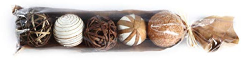 5 Assorted Accent Decoration Balls in Bag Potpourri Bowl Vase Filler in Natural Brown and White