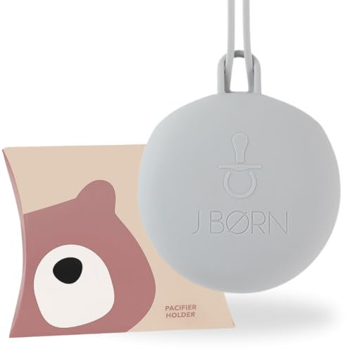 J.Børn Silikon Schnulleretui | Silikon Schnullerbox für unterwegs | Leicht zu reinigender Schnullerhalter | Schnulleraufbewahrung | Schnullerhalterbox für bis zu 3 Schnuller (Cloud)