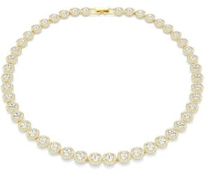 Swarovski Una Angelic Tennis necklace, Round cut, White, Gold-tone plated