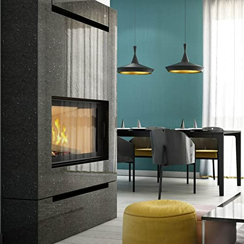 KRATKI Inserto per camino a legna NadiaIngresso Aria Conforme BImSchV 2 Acciaio fi 200 mm Uscita polvere Lato sinistro 12 kW Efficienza termica 80% 121,1x83,4 cm
