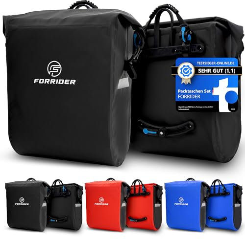 Forrider 2er Set Fahrradtaschen für Gepäckträger Wasserdicht Reflektierend | Gepäckträgertaschen 50L | Sattel Tasche fürs Fahrrad zum Einkaufen