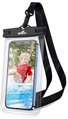 Grefay wasserdichte Handyhülle IPX8 Unterwasser Handytasche Staubdichte Trockentasche Kompatibel für bis zu 7 iPhone14 13 12 11 Pro Max/Galaxy S22 Ultra S21 S20 A12 (Schwarz-1)